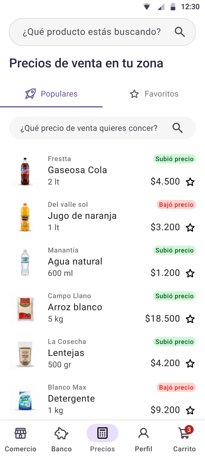 Sección PVP en la app